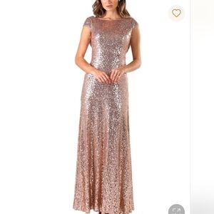 PINK SEQUIN BRIDESMAID DRESS